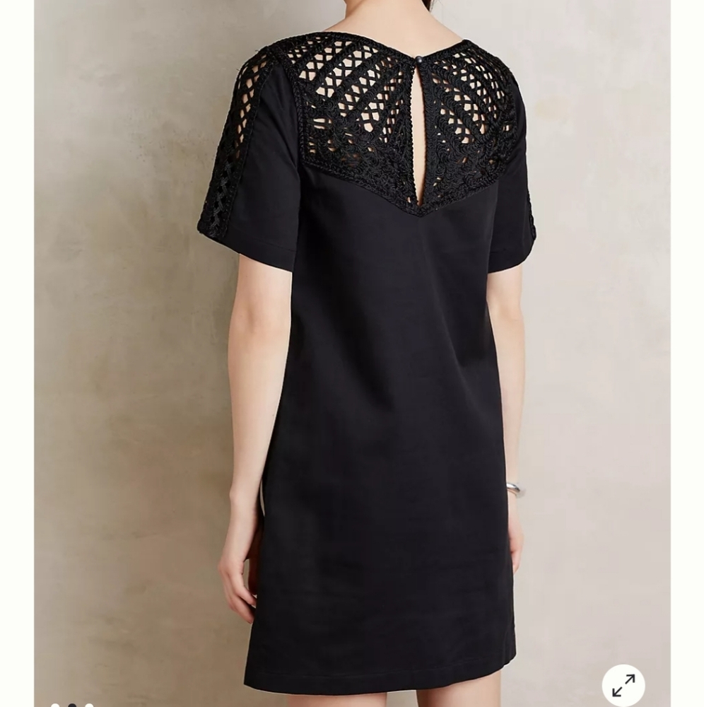 Anthropologie Maeve Battenburg Shift Black - Picture 2 of 11